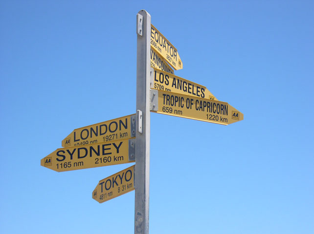 Wegweiser am Cape Reinga